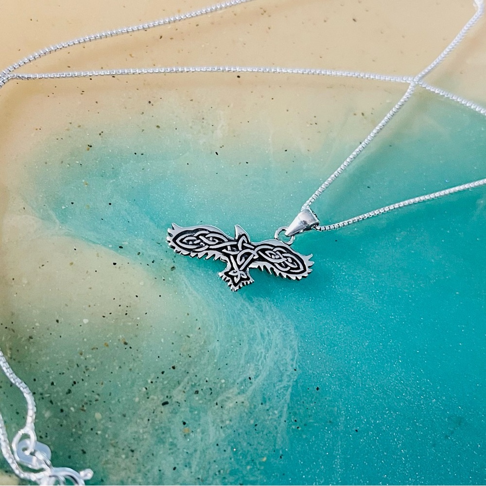 Sterling Silver Small Celtic Bird Necklace, Silver Necklaces, Animal Chains